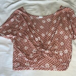 (S-M) SO Floral Checkered Top